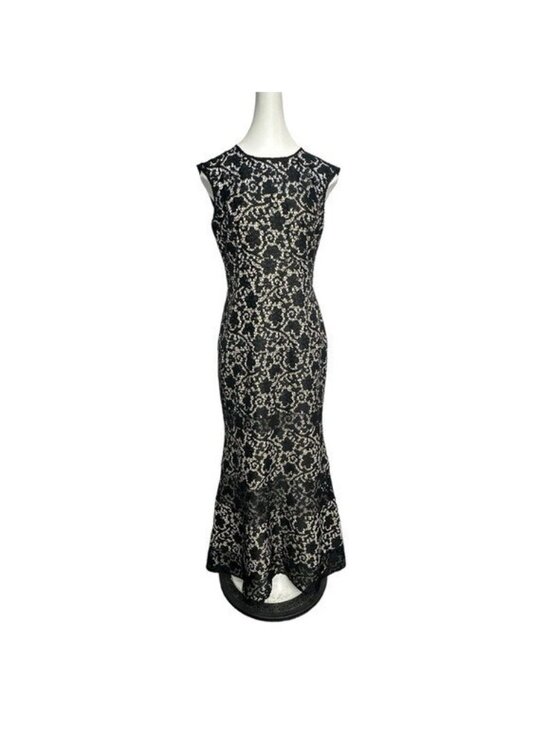Kay Unger Dresses & Skirts - Kay Unger 8 Gown Black Lace Overlay Dress Evening Formal Full Length Cap Sleeve